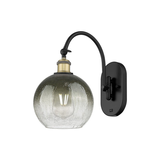Innovations Brookhaven Globe 8in 1-Light Wall Sconce | Industrial Black Antique Brass and Slate Glass | Bathroom & Hallway | Model 918-1W-BAB-G483-8SL