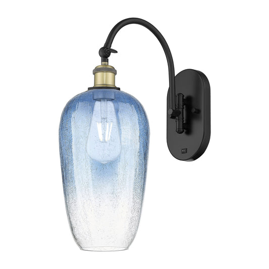 Innovations Brookhaven Flute 7in 1-Light Wall Sconce | Industrial Black Antique Brass and Sapphire Blue Glass | Bedroom & | Model 918-1W-BAB-G484-7SB
