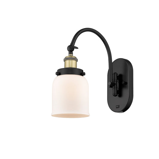 Innovations Bell 5in 1-Light Swing Arm Lamp | Industrial Black Antique Brass and Matte White Glass | Living Room & Bedroom Reading | Model 918-1W-BAB-G51