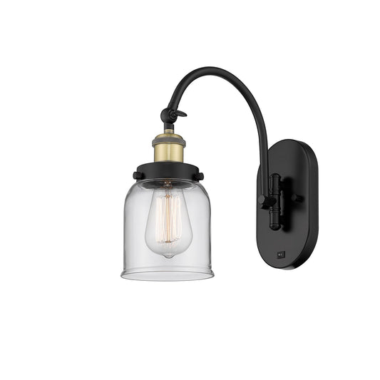 Innovations Bell 5in 1-Light Swing Arm Lamp | Industrial Black Antique Brass Steel and Clear Glass | Bedroom & Living Room | Model 918-1W-BAB-G52-LED