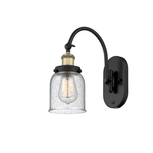 Innovations Bell 5in 1-Light Swing Arm Lamp | Industrial Black Antique Brass and Seedy Glass | Bedroom & Hallway Accent | Model 918-1W-BAB-G54