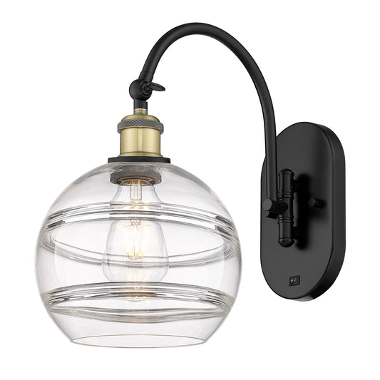 Innovations Rochester 8in 1-Light Wall Sconce | Industrial Black Antique Brass and Clear Glass | Hallway & Bathroom Accent | Model 918-1W-BAB-G556-8CL