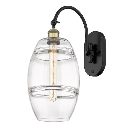 Innovations Vaz 8in 1-Light Wall Sconce | Industrial Black Antique Brass and Clear Glass | Bedroom & Hallway Accent | Model 918-1W-BAB-G557-8CL