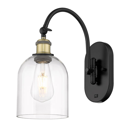 Innovations Bella 6in 1-Light Wall Sconce | Industrial Black Antique Brass and Clear Glass | Hallway & Bathroom Accent | Model 918-1W-BAB-G558-6CL