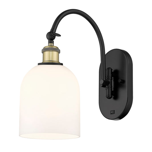 Innovations Bella 6in 1-Light Wall Sconce | Industrial Black Antique Brass and White Glass | Hallway & Bathroom Accent | Model 918-1W-BAB-G558-6GWH