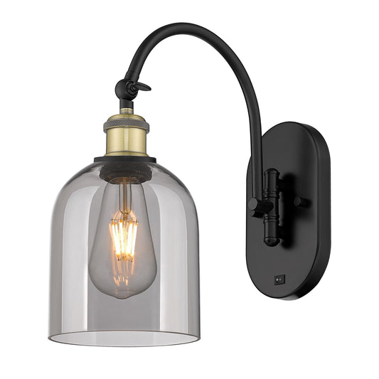 Innovations Bella 6in 1-Light Wall Sconce | Industrial Black Antique Brass and Light Smoke Glass | Hallway & Bathroom Accent | Model 918-1W-BAB-G558-6SM