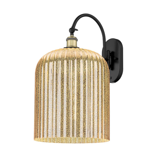 Innovations Bridal Veil 12in 1-Light Wall Sconce | Industrial Black Antique Brass and Mercury Glass | Bedroom & Hallway | Model 918-1W-BAB-G559-12ME