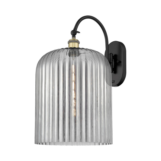 Innovations Bridal Veil 12in 1-Light Wall Sconce | Industrial Black Antique Brass and Light Smoke Glass | Hallway & Bathroom | Model 918-1W-BAB-G559-12SM