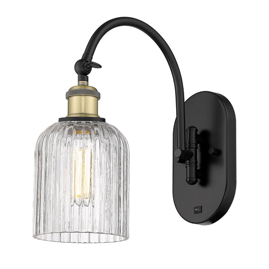 Innovations Bridal Veil 5in 1-Light Wall Sconce | Industrial Black Antique Brass and Clear Glass | Hallway & Bathroom Accent | Model 918-1W-BAB-G559-5CL