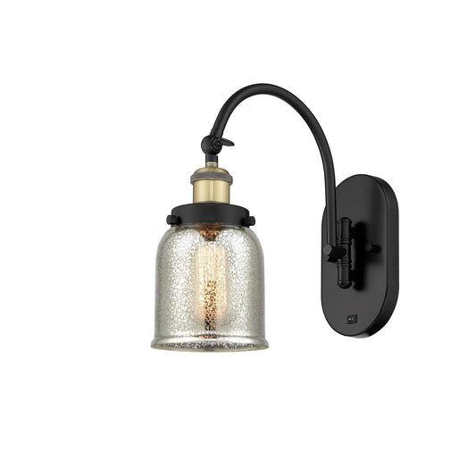 Innovations Bell 5in 1-Light Swing Arm Lamp | Industrial Black Antique Brass Steel and Silver Plated Mercury Glass | Bedroom | Model 918-1W-BAB-G58-LED