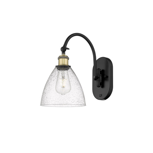 Innovations Bristol 7.5in 1-Light Wall Sconce | Industrial Black Antique Brass and Seedy Glass | Hallway & Bedroom Accent | Model 918-1W-BAB-GBD-754