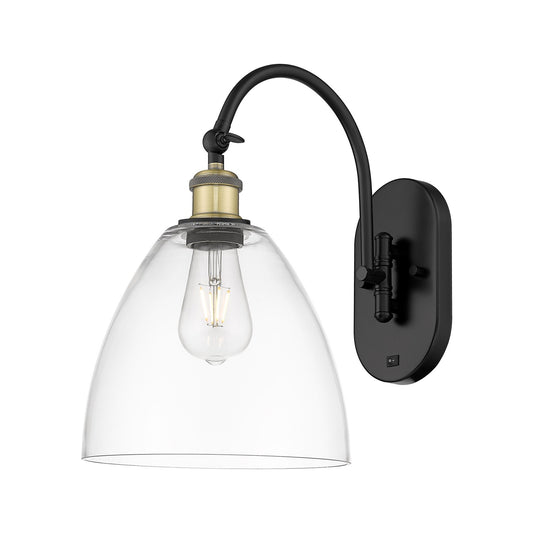 Innovations Bristol 9in 1-Light Wall Sconce | Industrial Black Antique Brass and Clear Glass | Bedroom & Hallway Accent Light | Model 918-1W-BAB-GBD-92