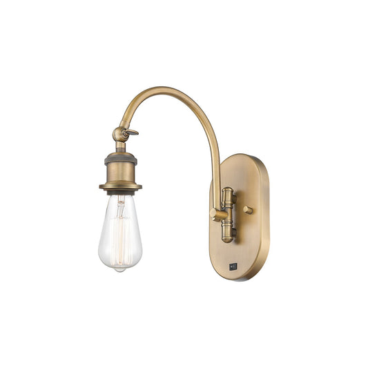 Innovations Halophane 4.5in 1-Light Swing Arm Lamp | Industrial Brushed Brass Steel | Bedroom & Hallway Accent | 4.5 x 11 in | Model 918-1W-BB