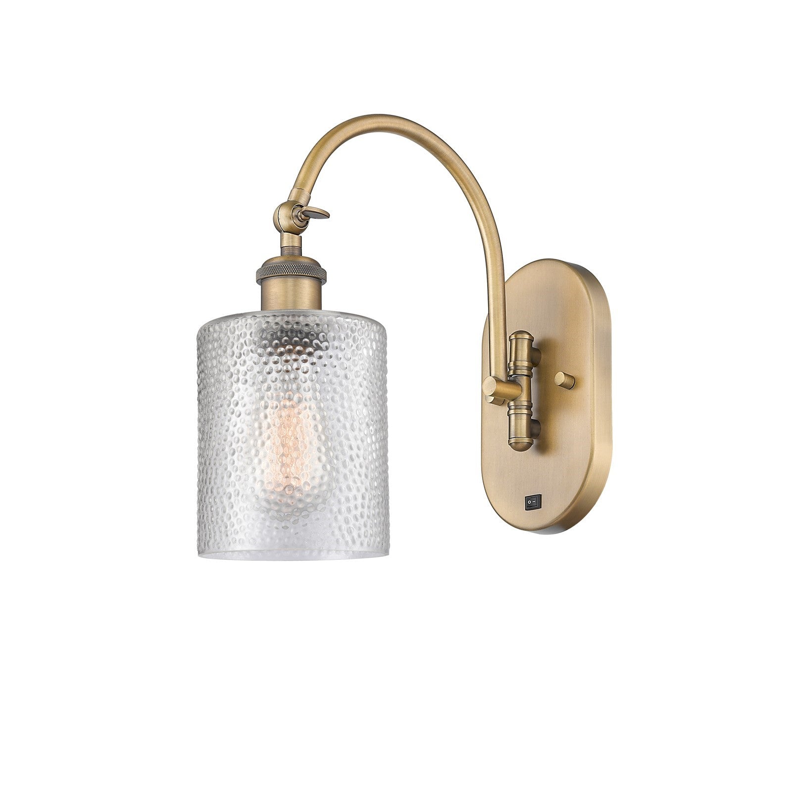 Innovations Cobbleskill 5in 1-Light Wall Sconce | Industrial Brushed Brass and Clear Glass | Bedroom & Hallway Accent | 5 x 13 in | Model 918-1W-BB-G112