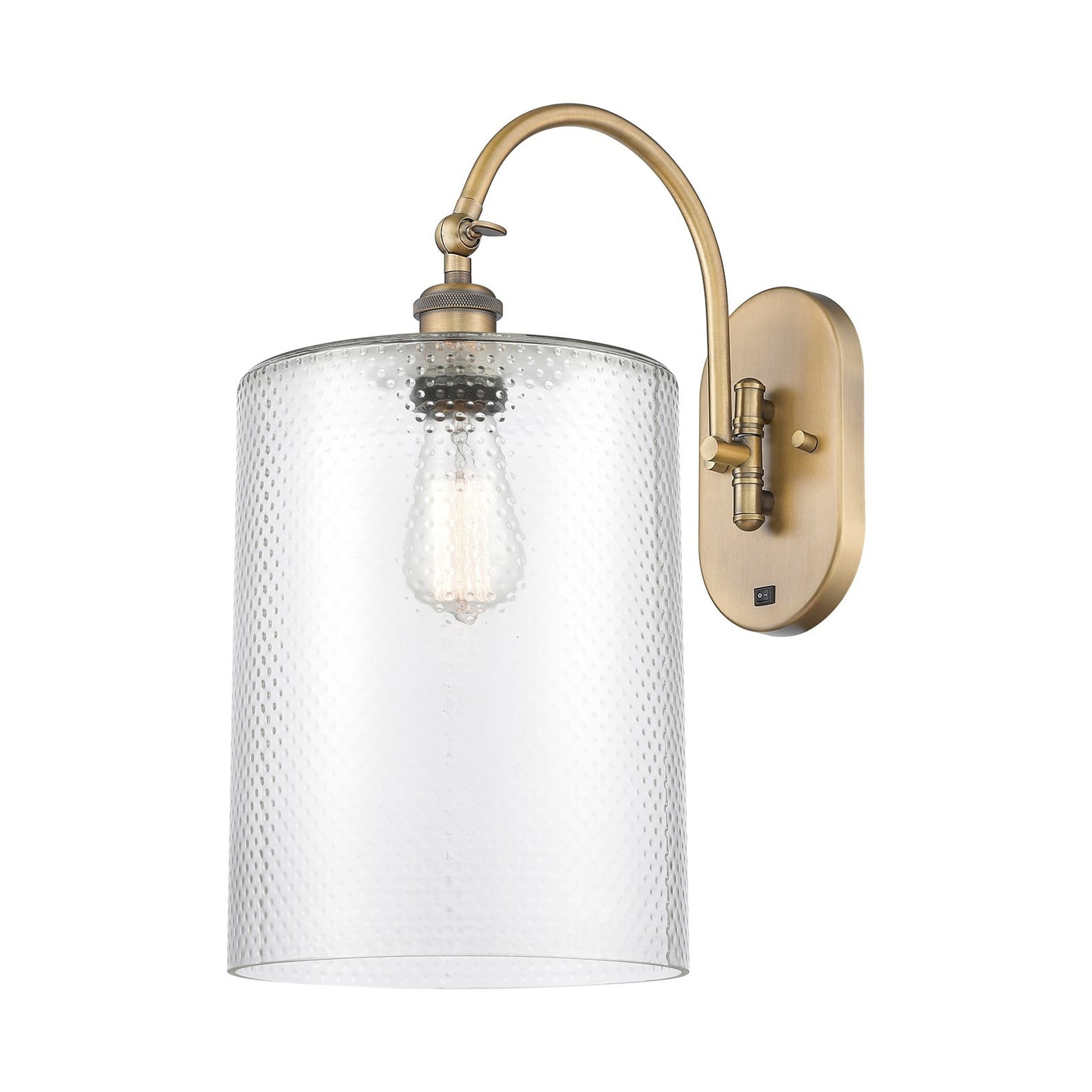 Innovations Cobbleskill 9in 1-Light Wall Sconce | Industrial Brushed Brass Steel and Clear Large Glass | Hallway & Bathroom | Model 918-1W-BB-G112-L