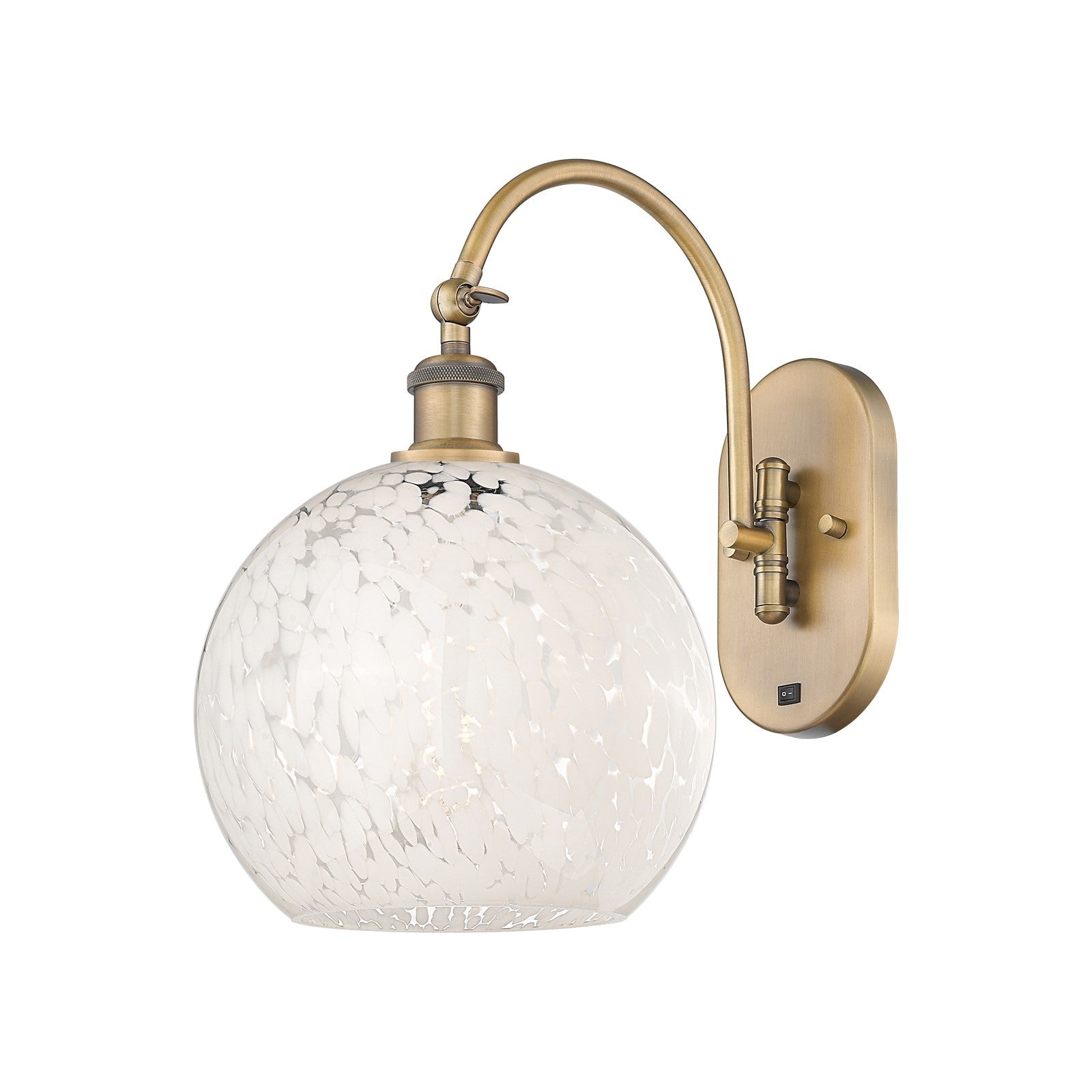 Innovations Ballston 10in 1-Light Wall Sconce | Industrial Brushed Brass and White Mouchette Glass | Bathroom & Hallway | Model 918-1W-BB-G1216-10WM