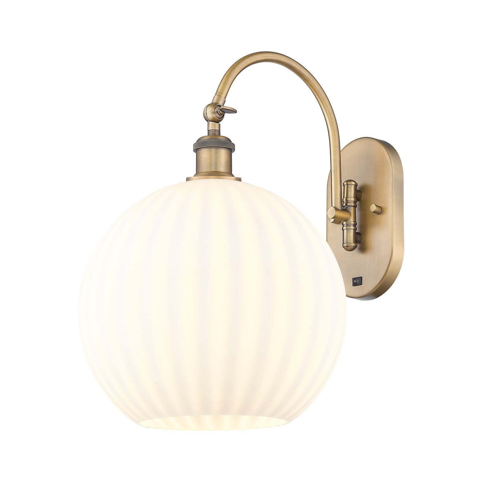 Innovations Lighting Ballston 12in 1-Light Wall Sconce | Industrial Brushed Brass and White Venetian Glass | Hallway & | Model 918-1W-BB-G1217-12WV
