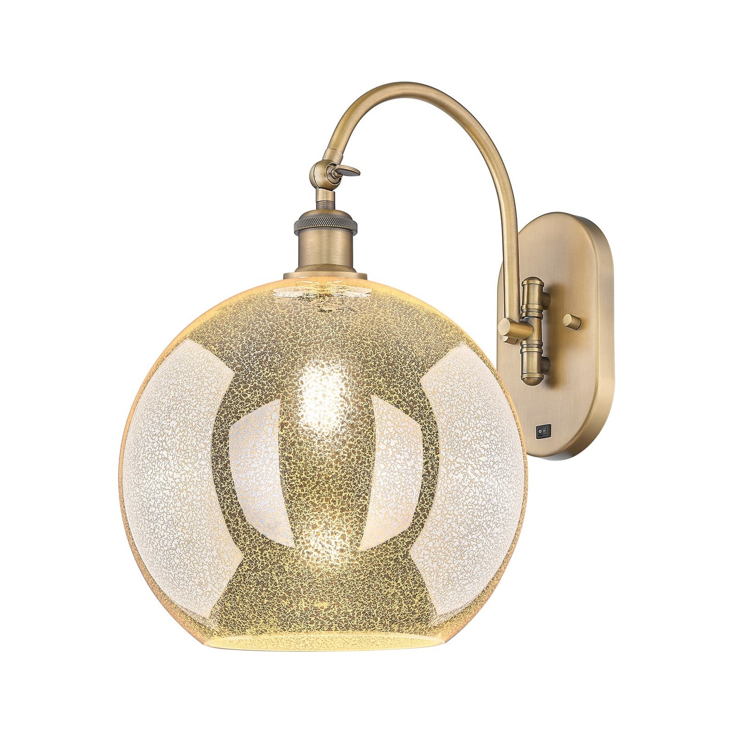 Innovations Athens 12in 1-Light Wall Sconce | Industrial Brushed Brass Steel and Mercury Glass Globe | Hallway & Bedroom Accent | Model 918-1W-BB-G128-12