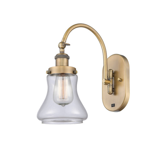 Innovations Bellmont 6.5in 1-Light Swing Arm Lamp | Industrial Brushed Brass Steel and Clear Glass | Bedroom Reading & Living Room | Model 918-1W-BB-G192