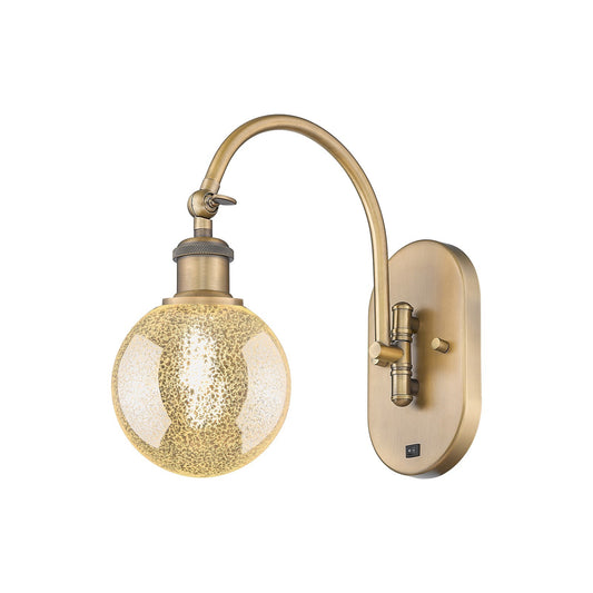 Innovations Beacon 6in 1-Light Swing Arm Lamp | Industrial Brushed Brass Steel and Mercury Glass | Bedroom & Living Room Reading | Model 918-1W-BB-G208-6