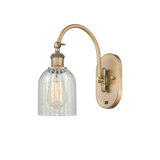 Innovations Caledonia 5in 1-Light Wall Sconce | Industrial Brushed Brass Steel and Mouchette Glass | Entryway & Hallway Accent | Model 918-1W-BB-G2511