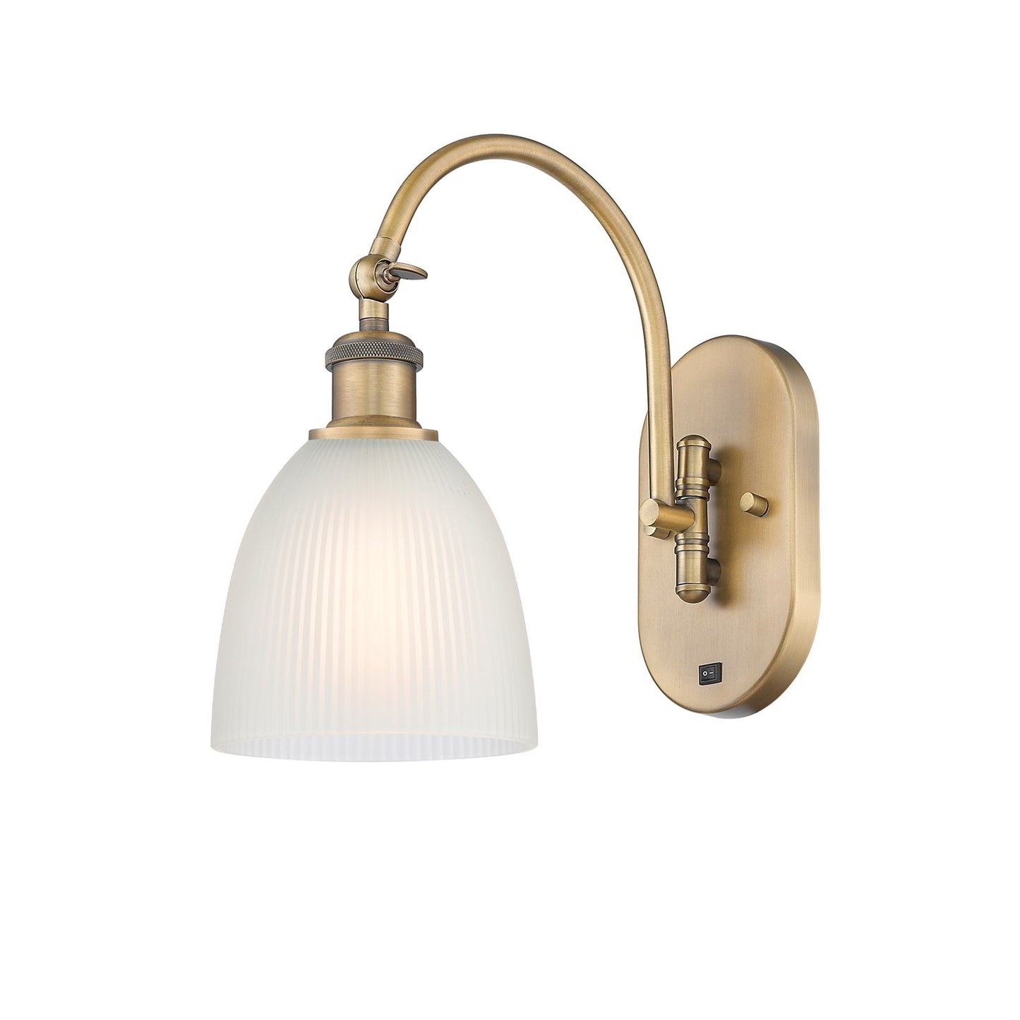 Innovations Castile 6in 1-Light Wall Sconce | Industrial Brushed Brass and White Glass | Bedroom & Hallway Accent | Model 918-1W-BB-G381