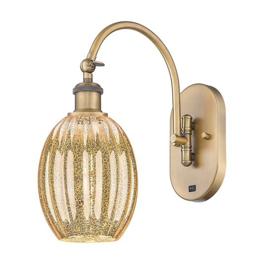 Innovations Preston Bulb 6.25in 1-Light Wall Sconce | Industrial Brushed Brass and Mercury Glass | Hallway & Bathroom Accent | Model 918-1W-BB-G459-6ME