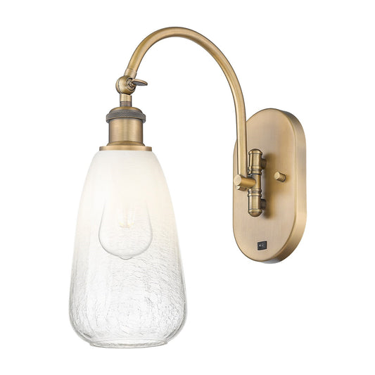Innovations Brookhaven Almond 6in 1-Light Wall Sconce | Industrial Brushed Brass and Opal Glass | Hallway & Bathroom Accent | Model 918-1W-BB-G480-6OP