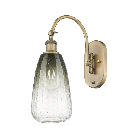 Innovations Brookhaven Almond 6in 1-Light Wall Sconce | Industrial Brushed Brass and Slate Glass | Hallway & Bathroom Accent | Model 918-1W-BB-G480-6SL