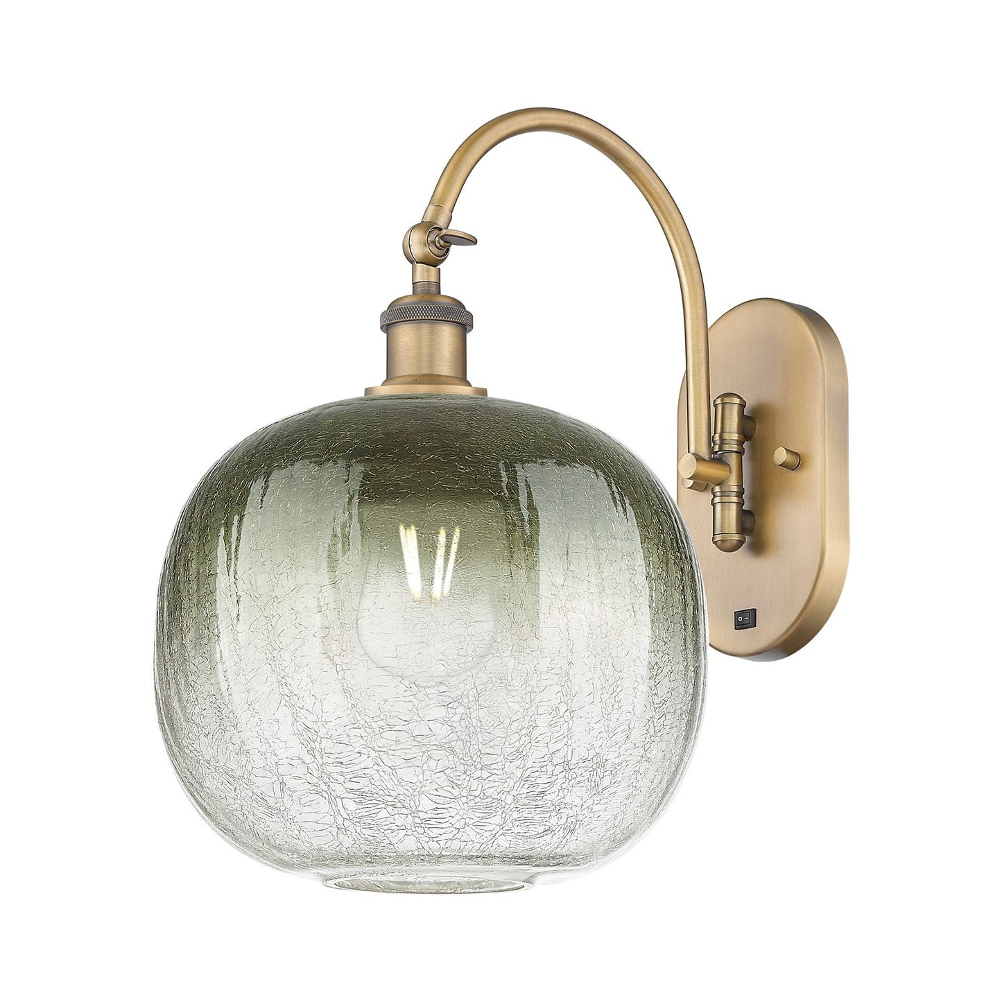 Innovations Brookhaven Sphere 10.5in 1-Light Wall Sconce | Industrial Brushed Brass and Slate Glass | Hallway & Bathroom | Model 918-1W-BB-G481-10SL