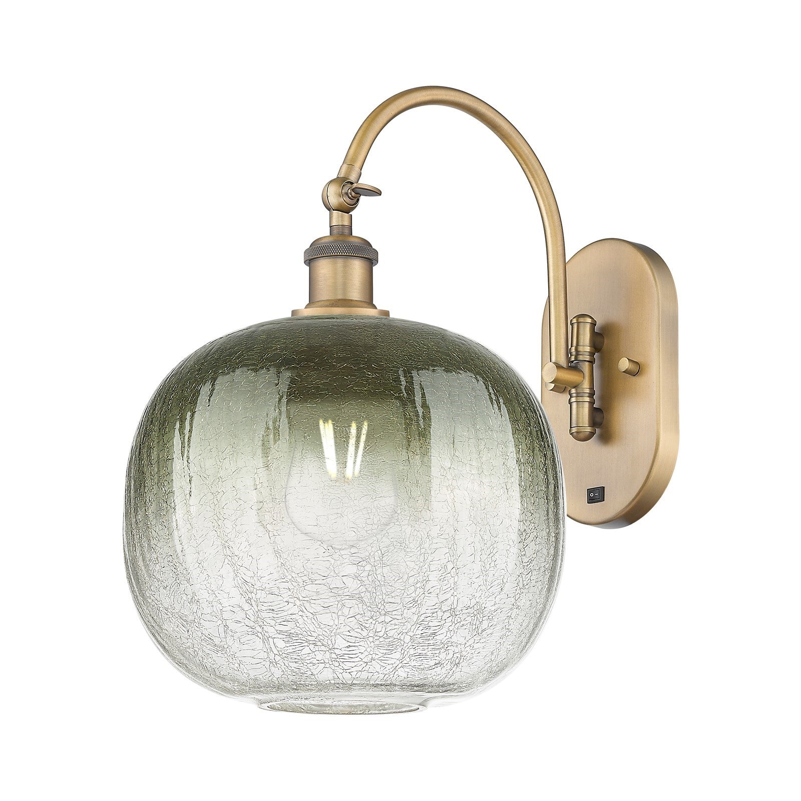 Innovations Brookhaven Sphere 10.5in 1-Light Wall Sconce | Industrial Brushed Brass and Slate Glass | Hallway & Bathroom | Model 918-1W-BB-G481-10SL