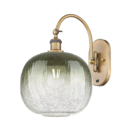 Innovations Brookhaven Sphere 10.5in 1-Light Wall Sconce | Industrial Brushed Brass and Slate Glass | Hallway & Bathroom | Model 918-1W-BB-G481-10SL