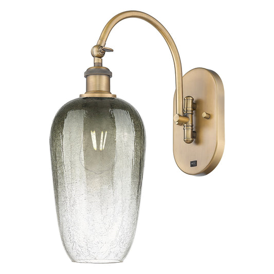 Innovations Brookhaven Flute 7in 1-Light Wall Sconce | Industrial Brushed Brass and Slate Glass | Bedroom & Hallway Accent | Model 918-1W-BB-G484-7SL