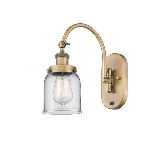 Innovations Bell 5in 1-Light Swing Arm Wall Sconce | Industrial Brushed Brass Steel and Clear Glass | Bedroom & Living Room | Model 918-1W-BB-G52-LED