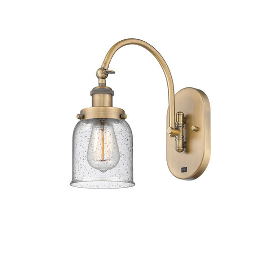 Innovations Bell 5in 1-Light Swing Arm Lamp | Industrial Brushed Brass Steel and Seedy Glass | Bedroom & Living Room Reading | Model 918-1W-BB-G54-LED
