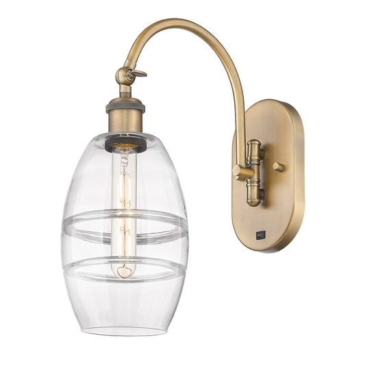 Innovations Vaz 6in 1-Light Wall Sconce | Industrial Brushed Brass and Clear Glass | Bedroom & Hallway Accent | Model 918-1W-BB-G557-6CL