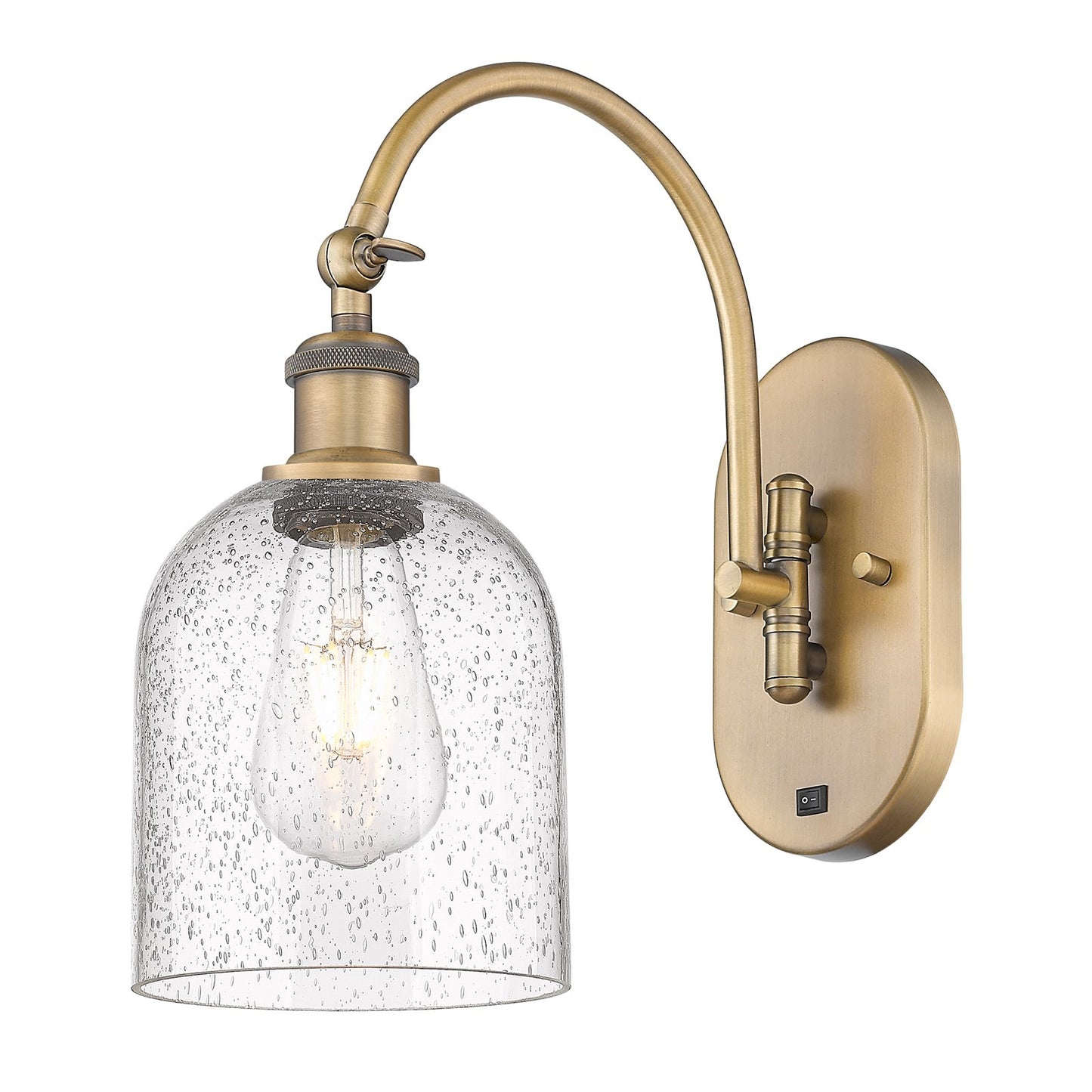 Innovations Bella 6in 1-Light Wall Sconce | Industrial Brushed Brass and Seedy Glass | Hallway & Bathroom Accent | Model 918-1W-BB-G558-6SDY