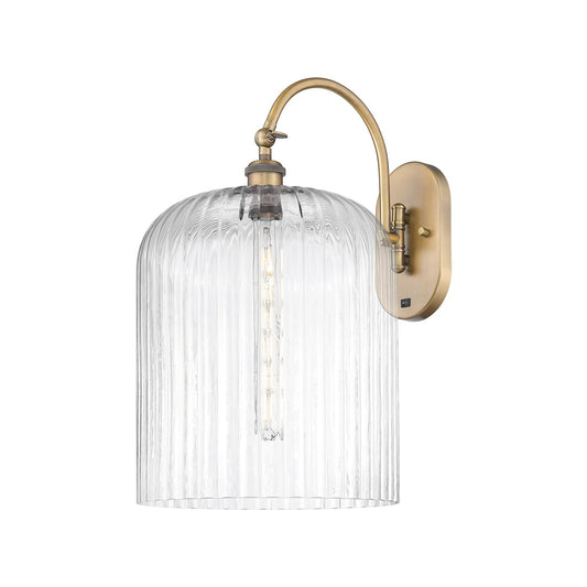 Innovations Bridal Veil 12in 1-Light Wall Sconce | Industrial Brushed Brass and Clear Ribbed Glass | Bedroom & Hallway Accent | Model 918-1W-BB-G559-12CL