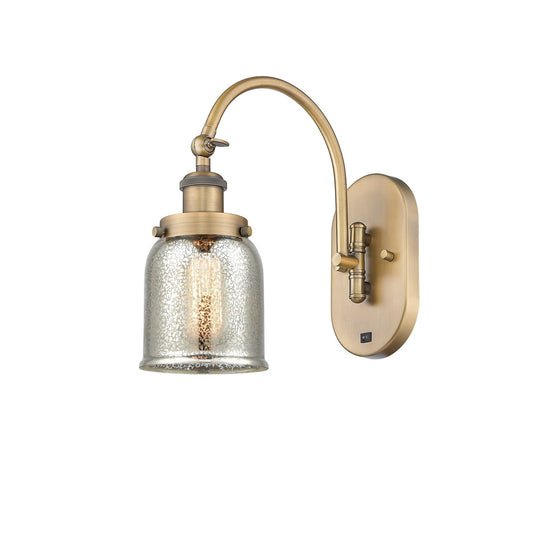 Innovations Bell 5in 1-Light Swing Arm Sconce | Traditional Farmhouse Brushed Brass and Silver Plated Mercury Glass | Bedroom & | Model 918-1W-BB-G58