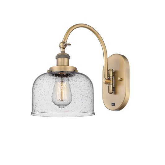 Innovations Bell 8in 1-Light Swing Arm Sconce | Industrial Brushed Brass and Seedy Glass | Bedroom & Living Room Reading | Model 918-1W-BB-G74-LED