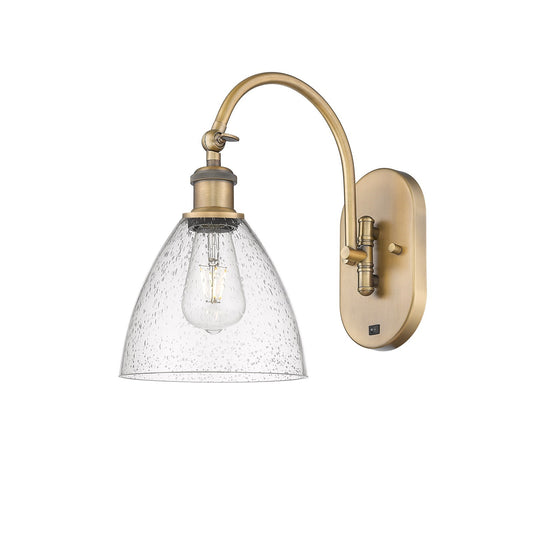 Innovations Bristol 7.5in 1-Light Wall Sconce | Industrial Brushed Brass and Seedy Glass | Bathroom & Hallway Accent | Model 918-1W-BB-GBD-754