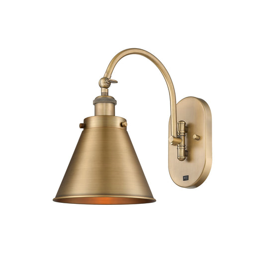 Innovations Appalachian 8in 1-Light Swing Arm Lamp | Traditional Industrial Brushed Brass Metal Shade | Bedroom & Living Room | Model 918-1W-BB-M13-BB