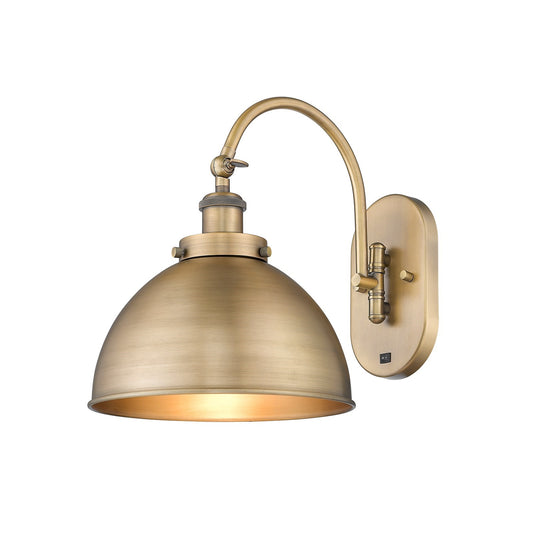 Innovations Ballston Urban 10in 1-Light Swing Arm Lamp | Industrial Brushed Brass Steel and Brushed Brass Metal Shade | Model 918-1W-BB-MFD-10-BB