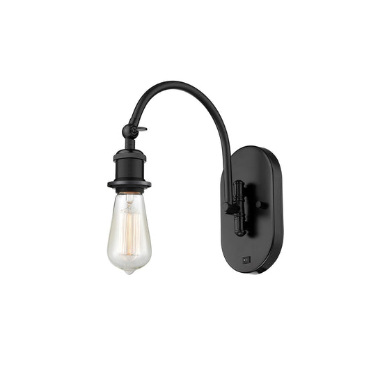Innovations Halophane 4.5in 1-Light Swing Arm Lamp | Industrial Matte Black Steel and Cast Brass | Bedroom Reading & Desk Task Light | Model 918-1W-BK
