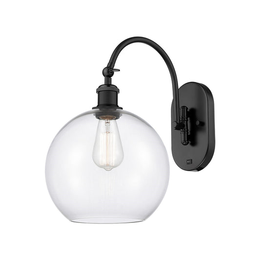 Innovations Athens 10in 1-Light Wall Sconce | Industrial Matte Black Steel and Clear Glass | Bedroom & Hallway Accent | Model 918-1W-BK-G122-10