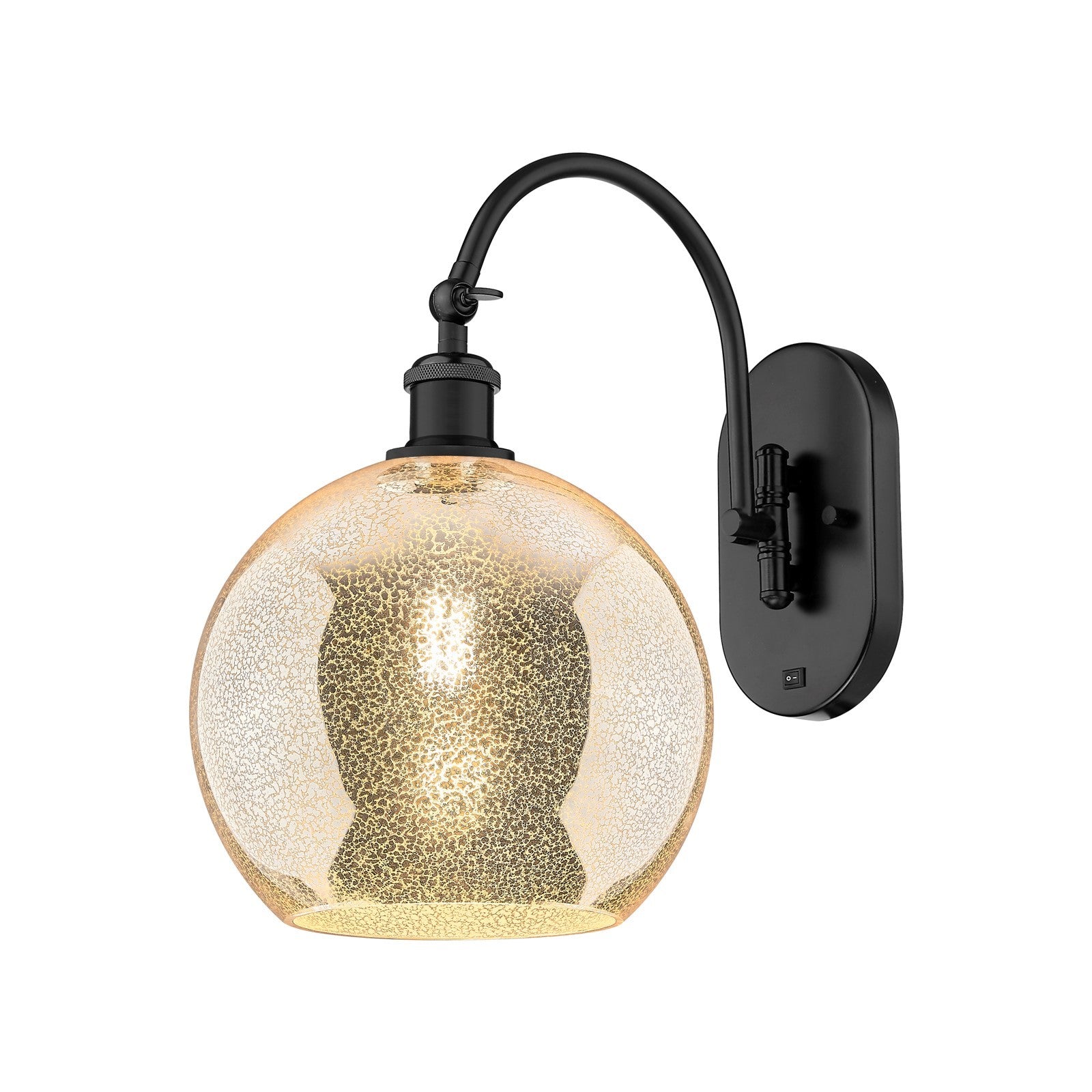 Innovations Athens 10in 1-Light Wall Sconce | Industrial Matte Black Steel and Mercury Glass | Hallway & Bedroom Accent | Model 918-1W-BK-G128-10