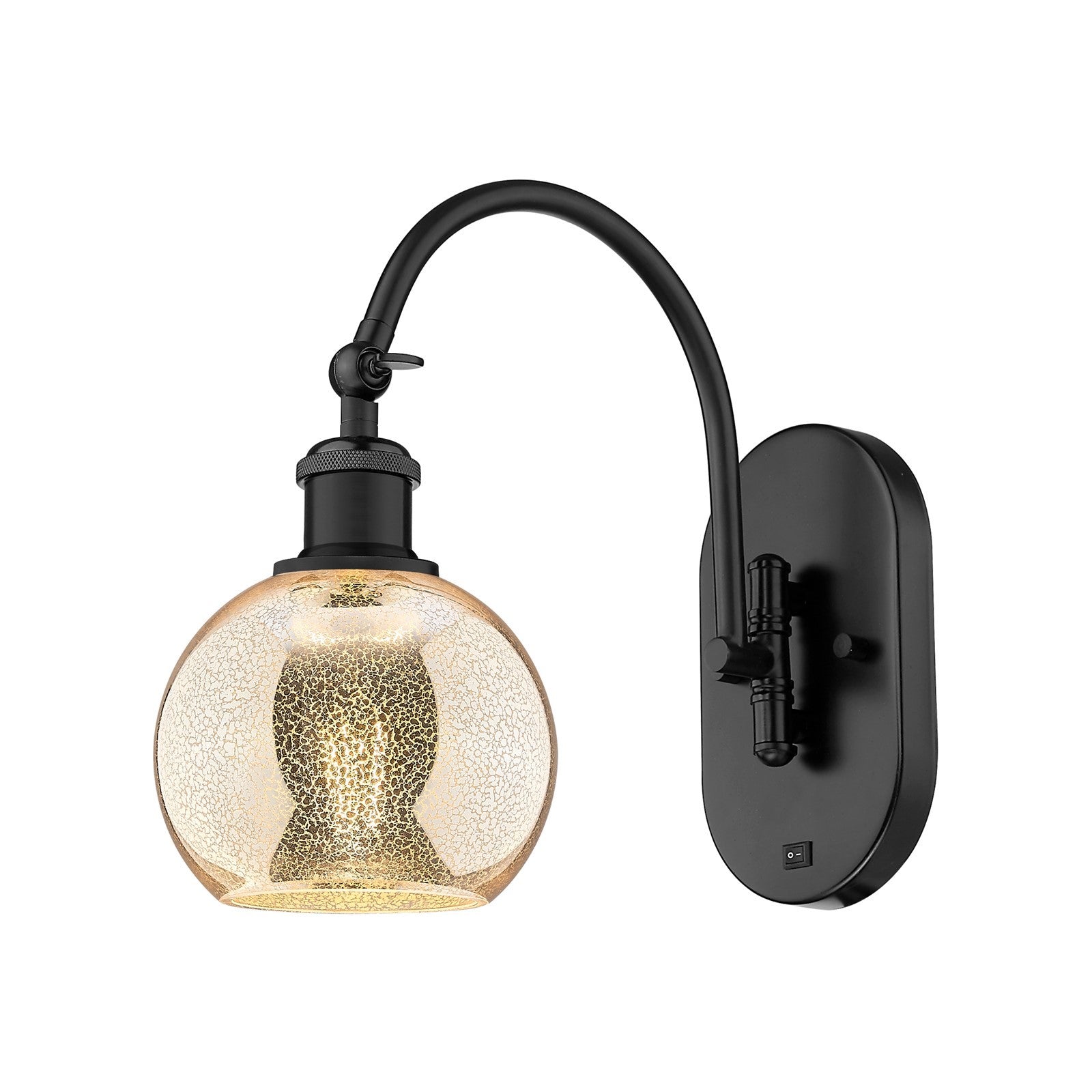 Innovations Athens 6in 1-Light Wall Sconce | Industrial Matte Black Steel and Mercury Glass | Hallway & Bedroom Accent | Model 918-1W-BK-G128-6