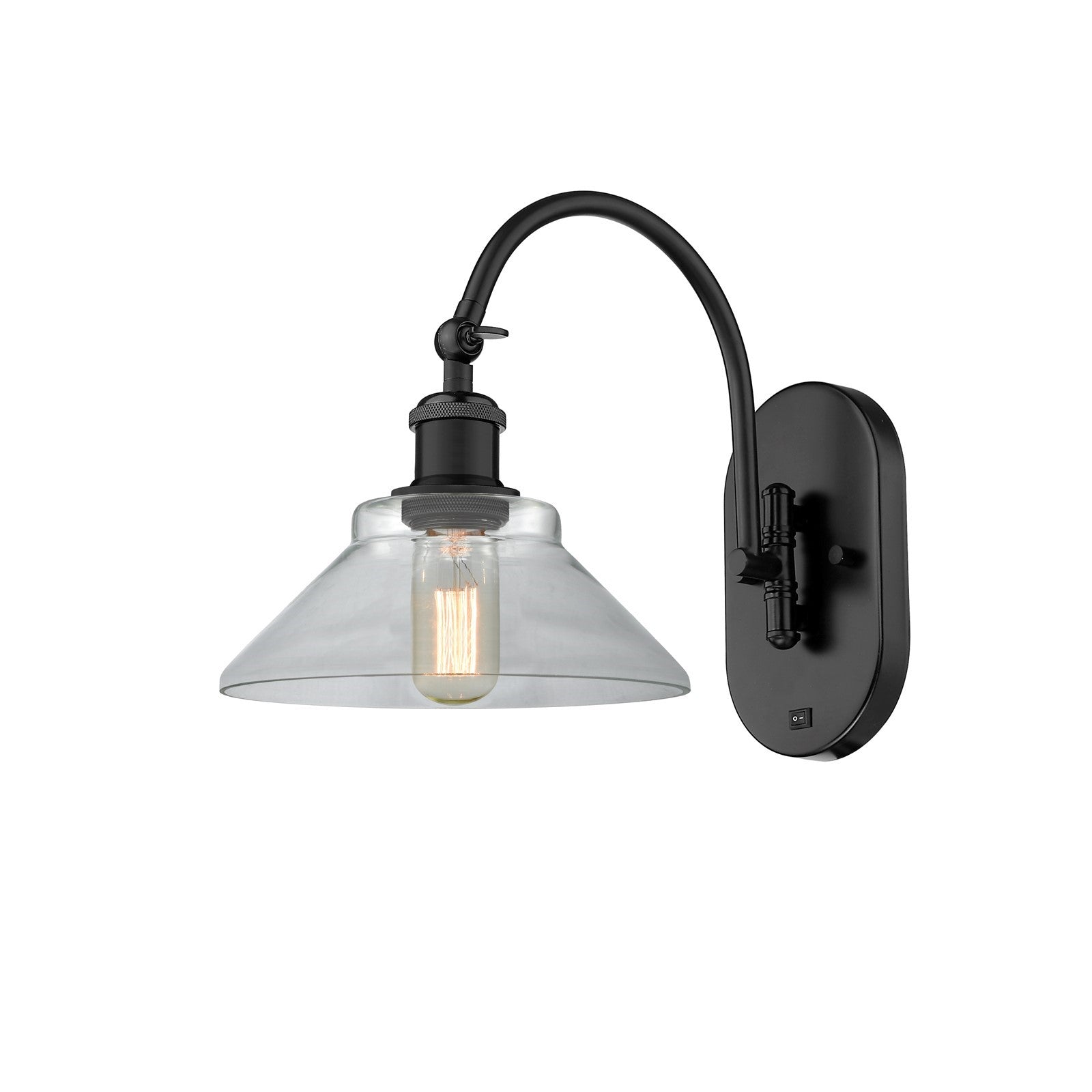 Innovations Orwell 8in 1-Light Wall Sconce | Industrial Matte Black Steel and Clear Glass | Bedroom & Hallway Accent Light | Model 918-1W-BK-G132