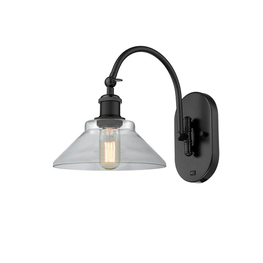 Innovations Orwell 8in 1-Light Wall Sconce | Industrial Matte Black Steel and Clear Glass | Bedroom & Hallway Accent Light | Model 918-1W-BK-G132