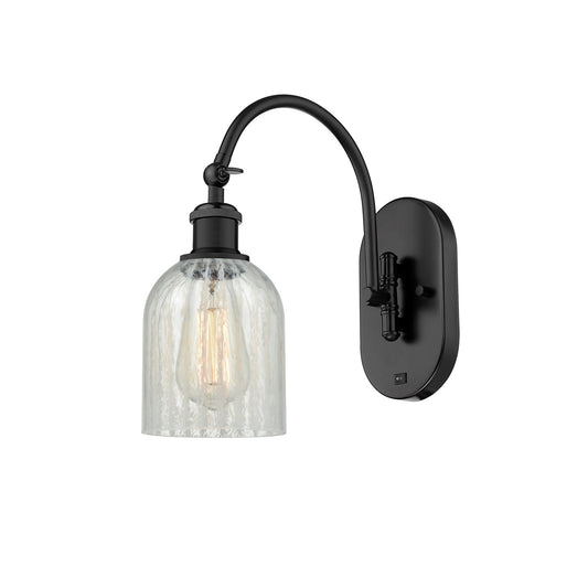 Innovations Caledonia 5in 1-Light Wall Sconce | Industrial Matte Black Steel and Mouchette Glass | Bedroom & Hallway Accent | Model 918-1W-BK-G2511